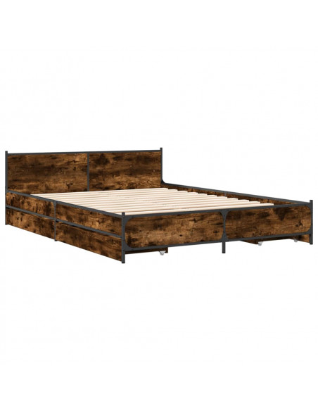 Giroletto con Cassetti Rovere Fumo 135x190 cm Legno Multistrato