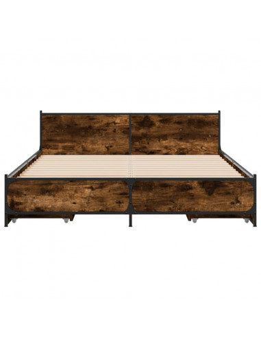 Giroletto con Cassetti Rovere Fumo 135x190 cm Legno Multistrato