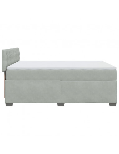 Giroletto a Molle con Materasso Grigio Chiaro 160x200cm Velluto