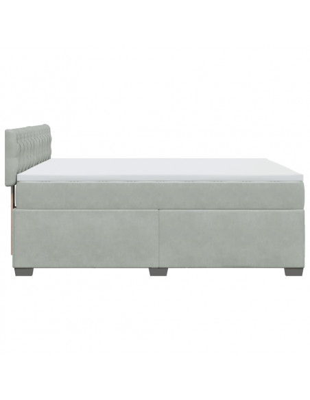 Giroletto a Molle con Materasso Grigio Chiaro 160x200cm Velluto