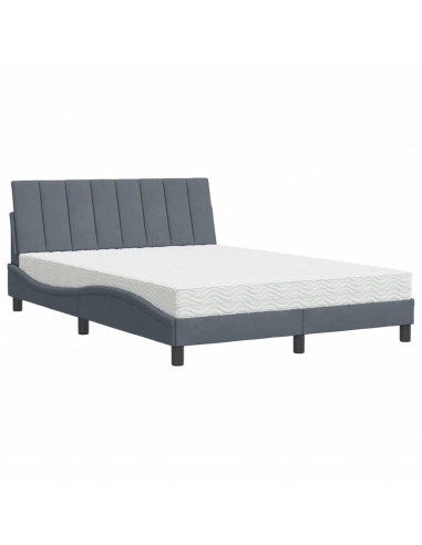 Letto con Materasso Grigio Scuro 120x200 cm in Velluto