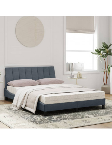 Letto con Materasso Grigio Scuro 120x200 cm in Velluto