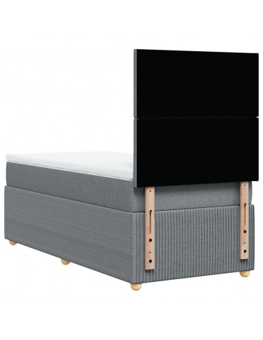 Giroletto a Molle con Materasso Grigio Chiaro100x200 cm Tessuto