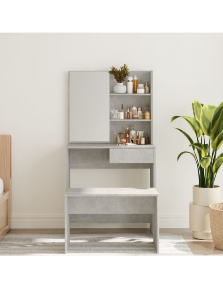 Toeletta con Specchio Grigio Cemento 74,5x40x141 cm