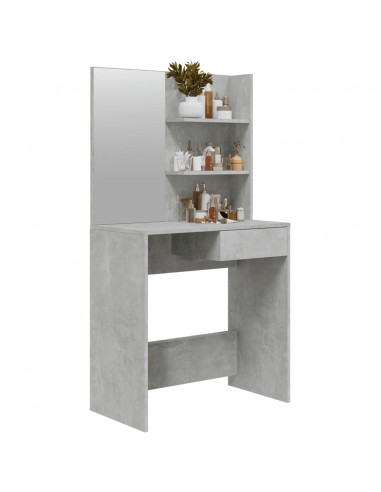 Toeletta con Specchio Grigio Cemento 74,5x40x141 cm