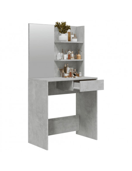 Toeletta con Specchio Grigio Cemento 74,5x40x141 cm
