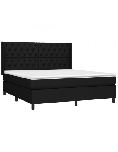 Giroletto a Molle con Materasso Nero 160x200 cm in Tessuto