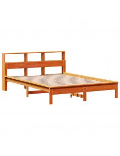 Letto Libreria senza Materasso Marrone Cera 150x200 cm in Pino 2