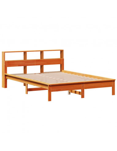 Letto Libreria senza Materasso Marrone Cera 150x200 cm in Pino