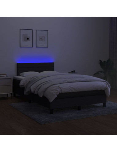 Letto a Molle con Materasso e LED Nero 120x190 cm in Tessuto