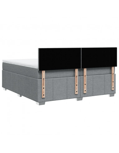 Giroletto a Molle con Materasso Grigio Chiaro 200x200cm Tessuto