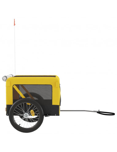 Rimorchio da Bici per Animali Giallo e Nero Oxford e Ferro