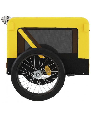 Rimorchio da Bici per Animali Giallo e Nero Oxford e Ferro