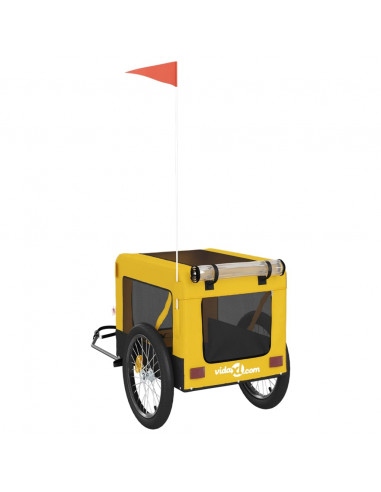 Rimorchio da Bici per Animali Giallo e Nero Oxford e Ferro