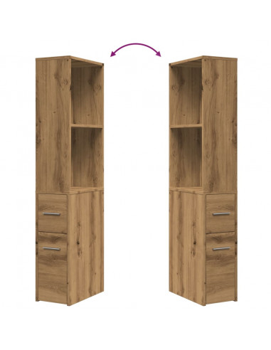 Mobile da Bagno Stretto con Ruote Rovere Artigianale Truciolato