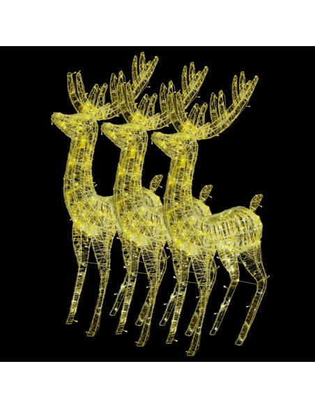 Renne di Natale XXL in Acrilico 250 LED 3 pz 180cm Bianco Caldo