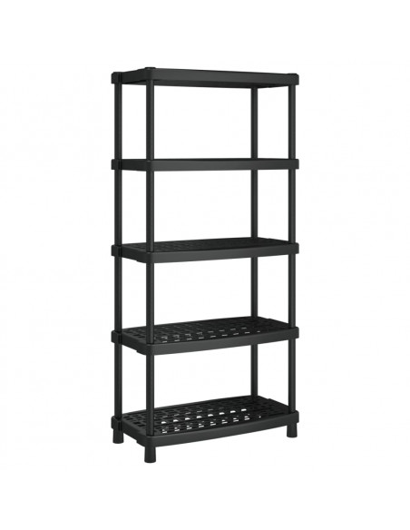 Scaffale a 5 Ripiani Nero 93,5x45,5x194,5 cm in PP