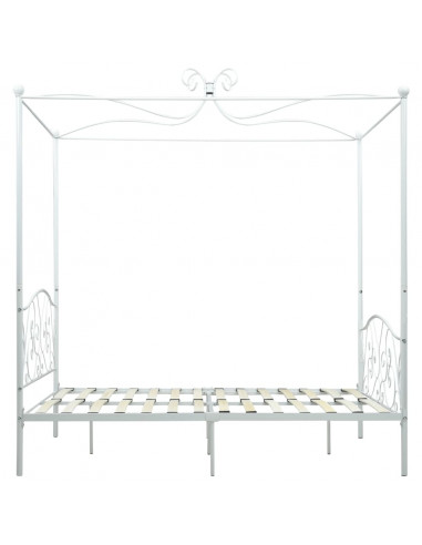 Letto a Baldacchino Bianco in Metallo 140x200 cm