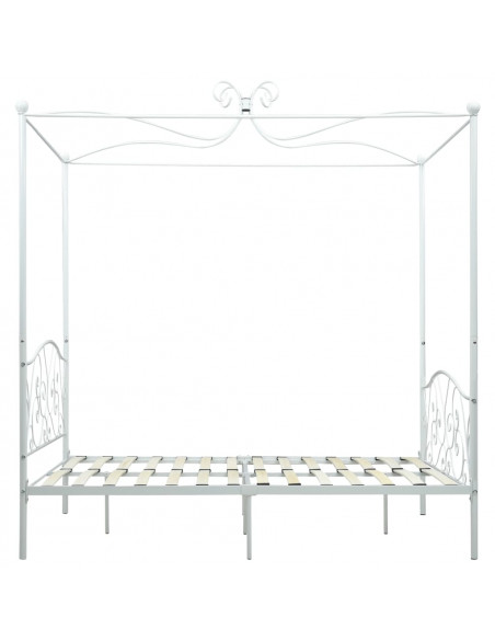 Letto a Baldacchino Bianco in Metallo 140x200 cm
