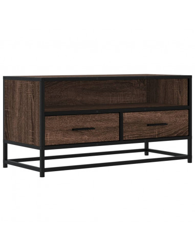 Mobile TV Rovere Marrone 80x34,5x40cm Legno Multistrato Metallo