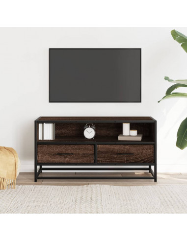 Mobile TV Rovere Marrone 80x34,5x40cm Legno Multistrato Metallo
