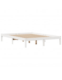 Letto senza Materasso Bianco 140x190 cm Legno Massello di Pino 2
