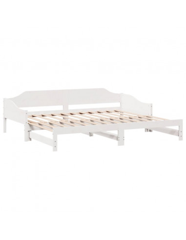Divano Letto con Letto Estraibile Bianco 90x190cm Massello Pino