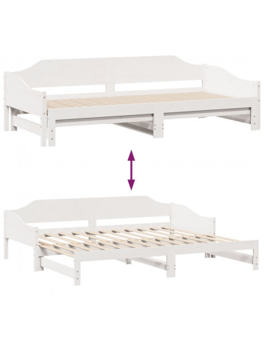 Divano Letto con Letto Estraibile Bianco 90x190cm Massello Pino