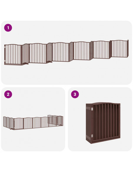 Cancello Cani Porta Pieghevole Marrone 12 Pannelli 960cm Pioppo