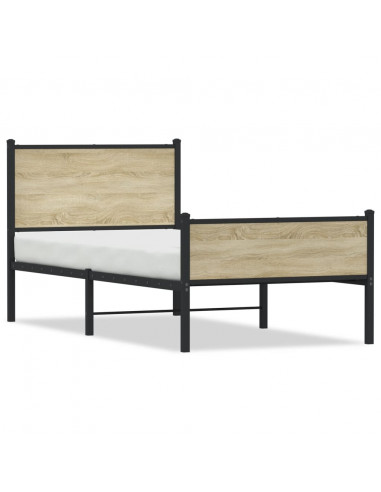 Giroletto con Testiera&Pediera Metallo Rovere Sonoma 100x190 cm