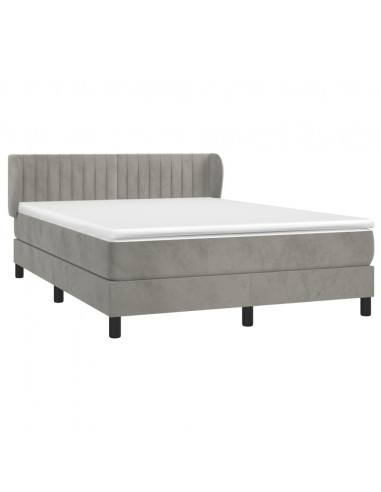 Giroletto a Molle con Materasso Grigio Chiaro 140x200cm Velluto