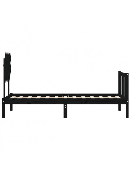 Giroletto con Testiera Nero Small Single in Legno Massello