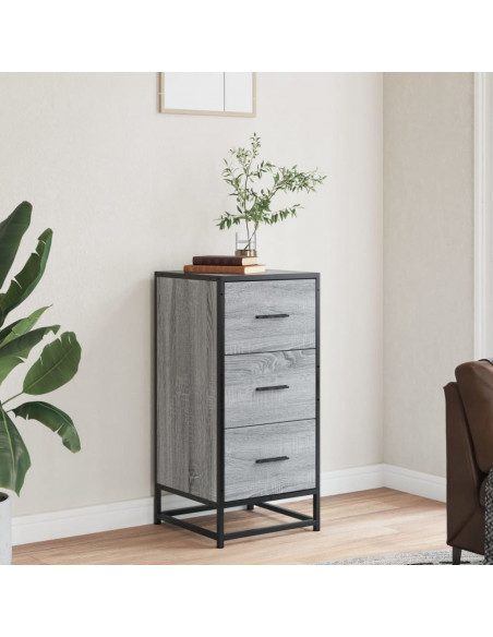 Credenza Grigio Sonoma 35,5x35x76 cm in Truciolato e Metallo