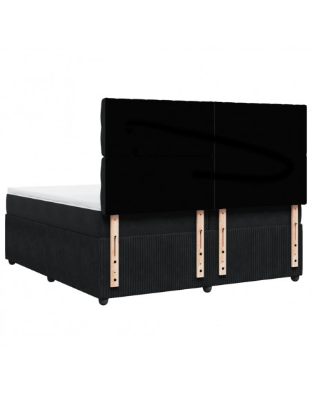 Giroletto a Molle con Materasso Nero 200x200 cm in Velluto