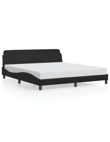 Giroletto con Testiera Nero 180x200 cm in Similpelle