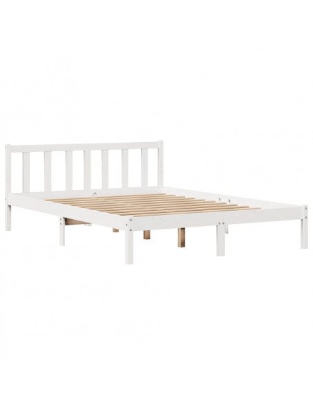 Letto senza Materasso Bianco 150x200 cm Legno Massello di Pino