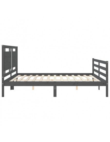 Giroletto con Testiera Grigio 200x200 cm in Legno Massello