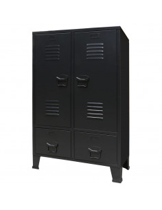 Armadio in Metallo in Stile Industriale 67x35x107 cm Nero 2