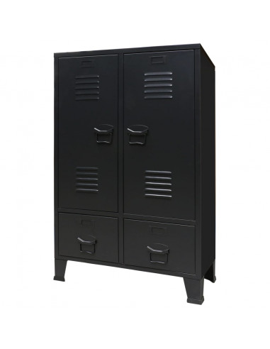 Armadio in Metallo in Stile Industriale 67x35x107 cm Nero