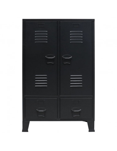 Armadio in Metallo in Stile Industriale 67x35x107 cm Nero