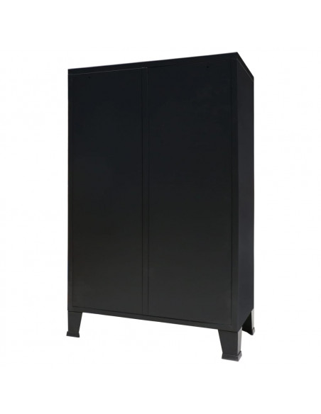 Armadio in Metallo in Stile Industriale 67x35x107 cm Nero