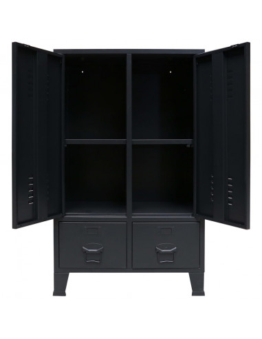 Armadio in Metallo in Stile Industriale 67x35x107 cm Nero