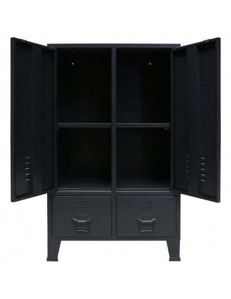 Armadio in Metallo in Stile Industriale 67x35x107 cm Nero