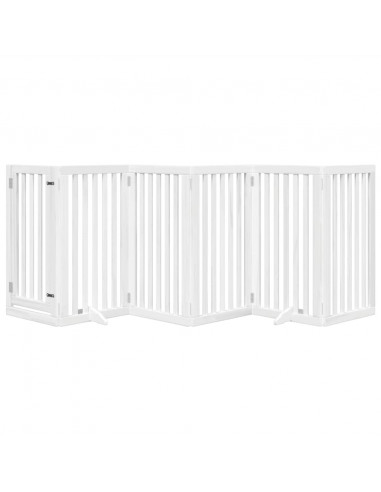 Cancello Cani Porta Pieghevole Bianco 6 Pannelli 300 cm Pioppo