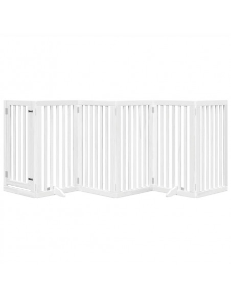 Cancello Cani Porta Pieghevole Bianco 6 Pannelli 300 cm Pioppo