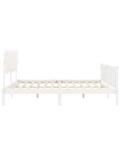 Giroletto con Testiera Bianco 200x200 cm in Legno Massello 2