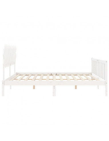 Giroletto con Testiera Bianco 200x200 cm in Legno Massello