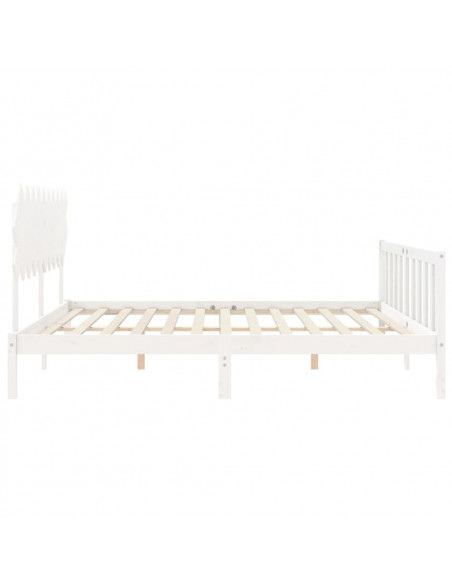 Giroletto con Testiera Bianco 200x200 cm in Legno Massello