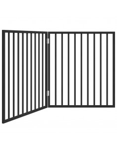 Cancello per Cani Pieghevole 2 Pannelli Nero 160cm Legno Pioppo 2