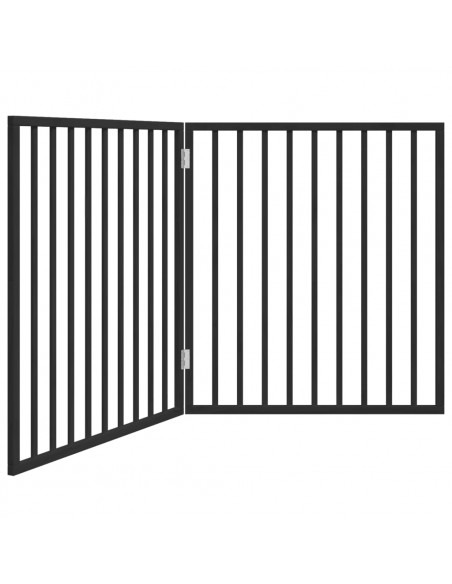 Cancello per Cani Pieghevole 2 Pannelli Nero 160cm Legno Pioppo